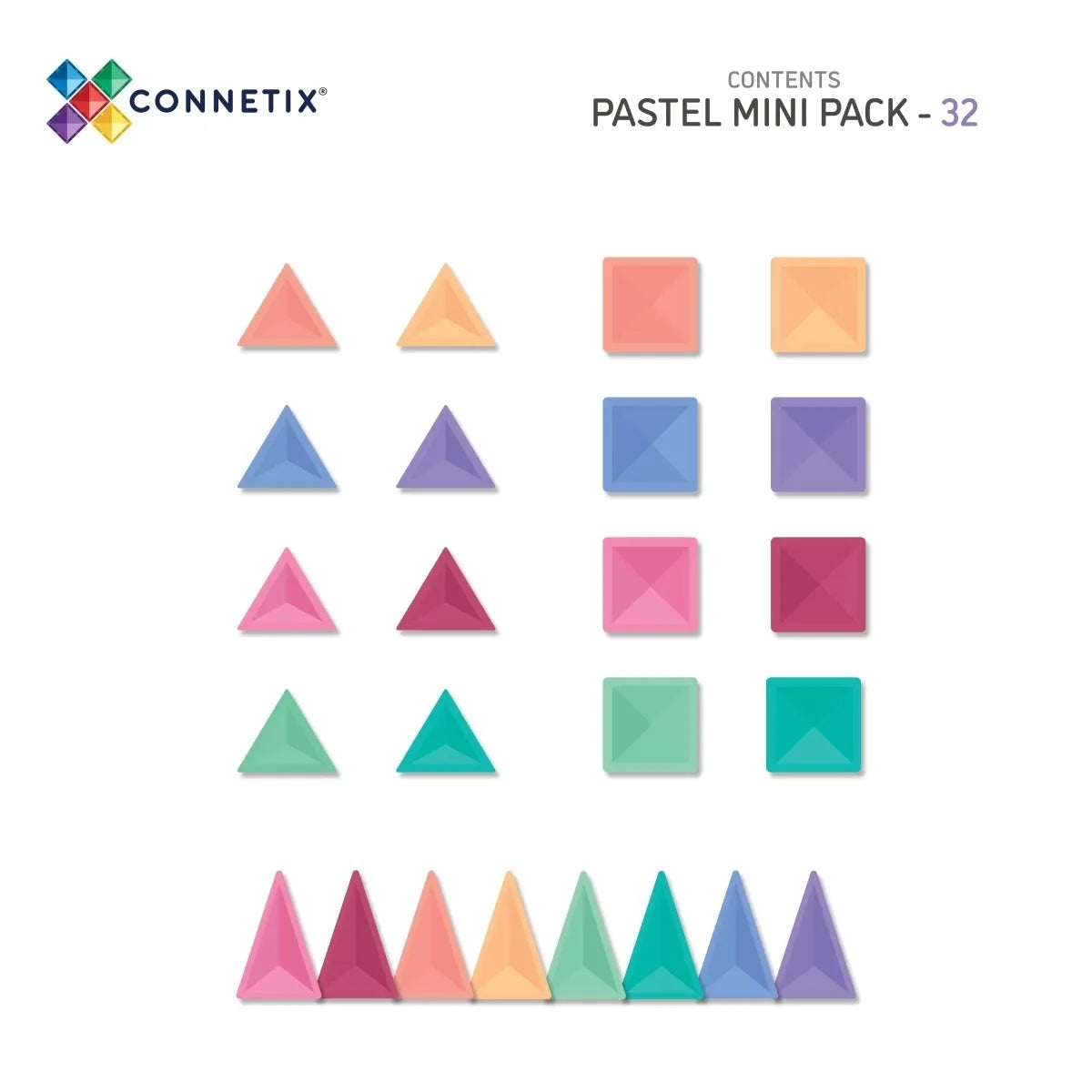 CONNETIX Magnetbausteine Pastel Mini Pack - 32 Teile - Nook' d' Mel - Kinder Concept Store