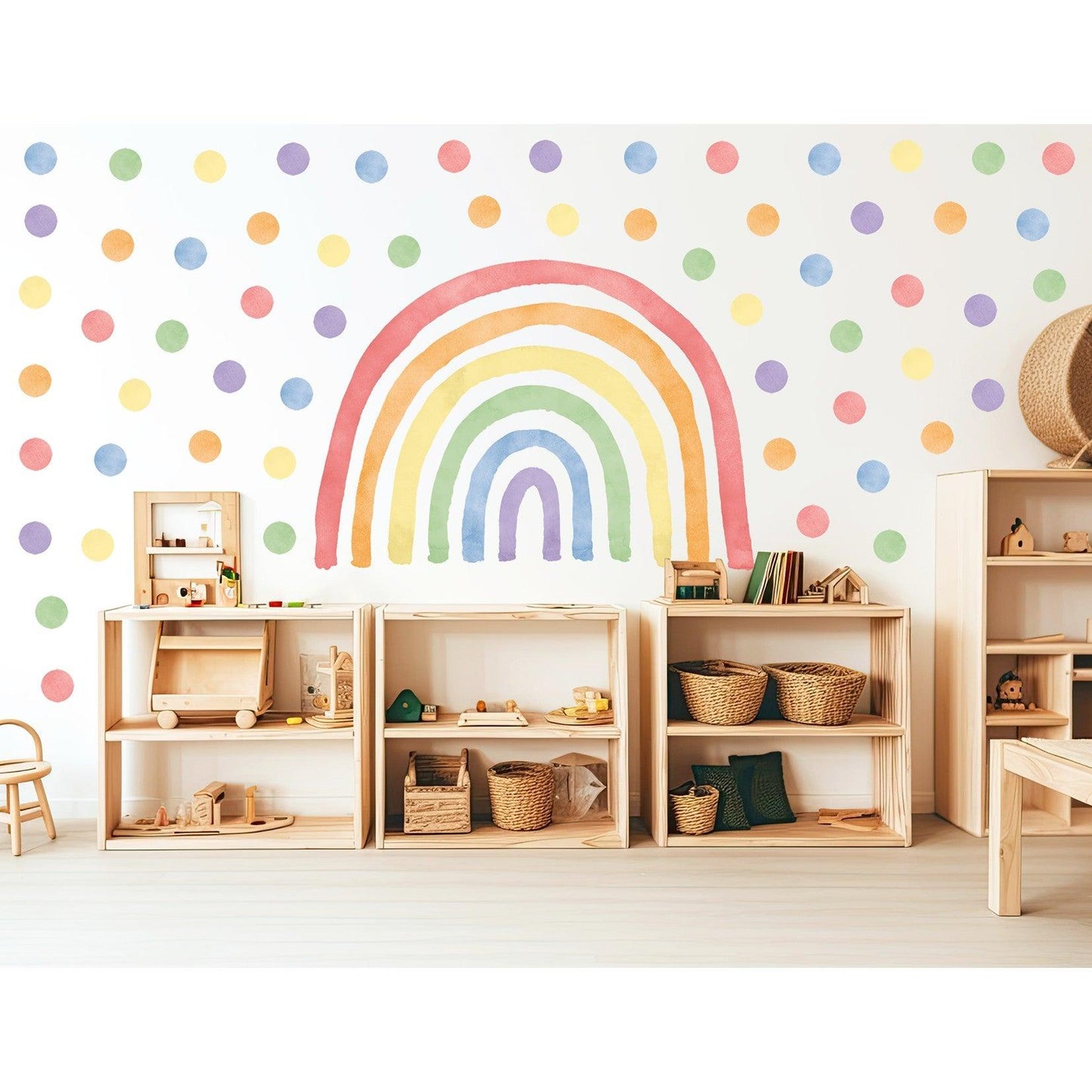 Wandtattoo Kinderzimmer - Regenbogen mit Punkte Classic